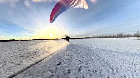 Paramotor Flying in the First Snow And Sena 60s Audio Test
