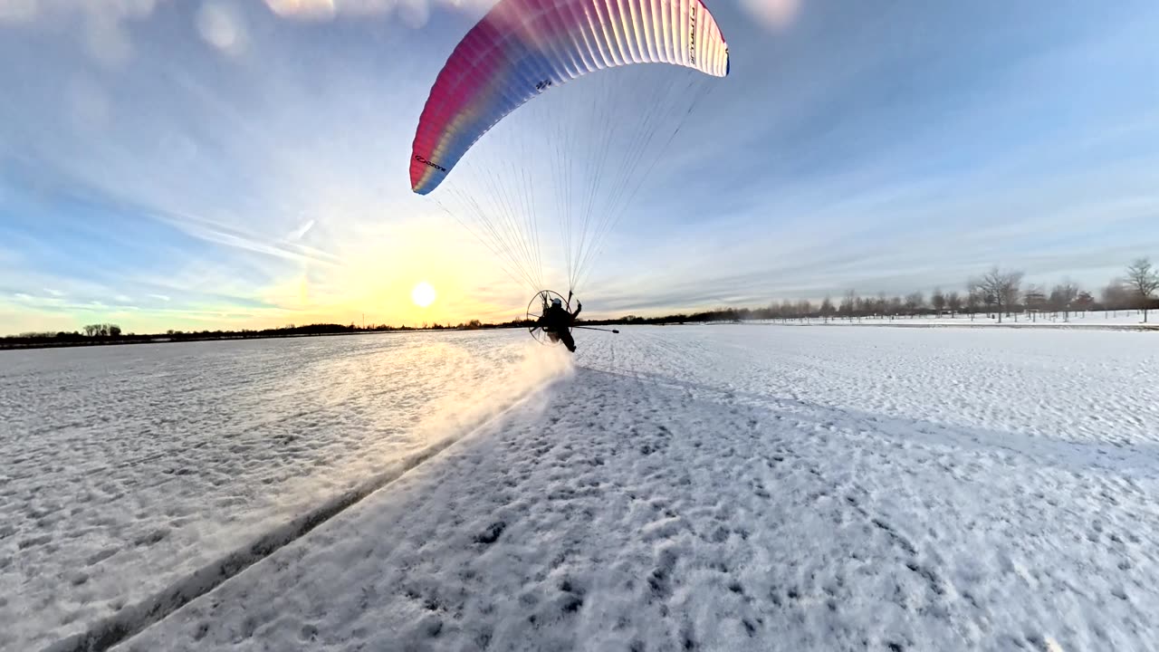 Paramotor Flying in the First Snow And Sena 60s Audio Test