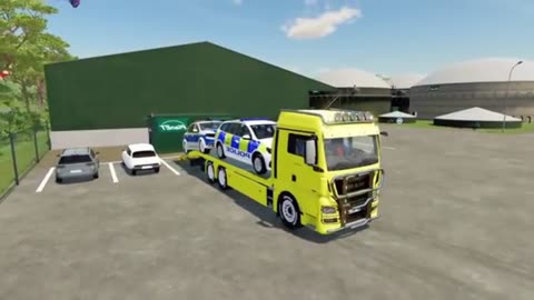 Giant Truck Deliveries: Police Cars & Helicopters – Farming Simulator