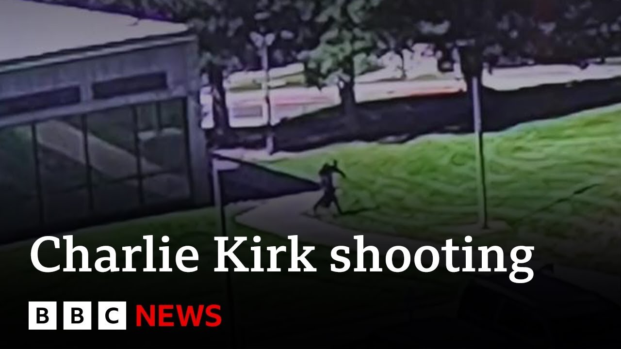 Police release video showing Charlie Kirk shooting suspect fleeing scene | BBC News