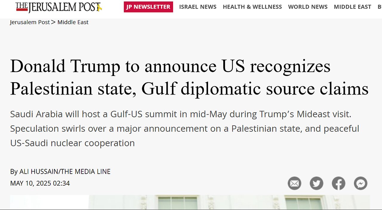 Donald Trump to announce US recognizes Palestinian state