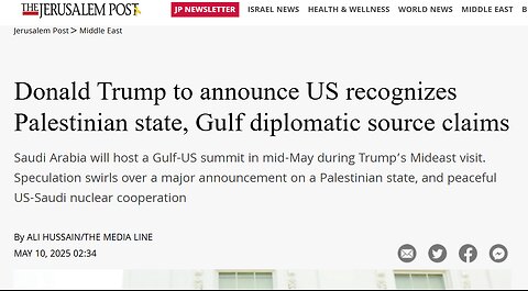 Donald Trump to announce US recognizes Palestinian state