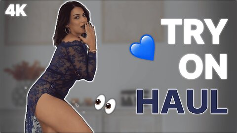[4K] 💙 TRY ON HAUL | Robe Dentelle Transparente Bleu Marine Élégante