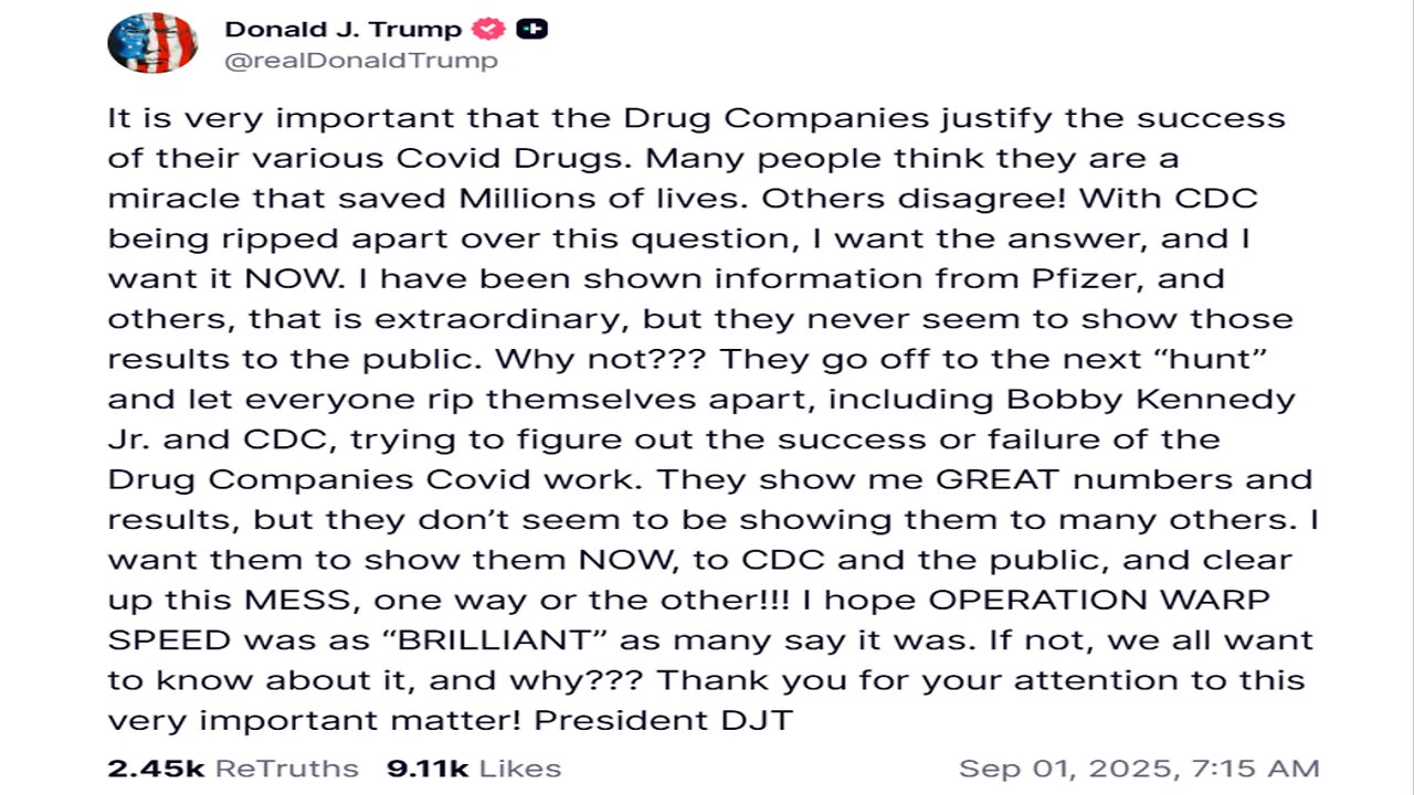 Trump demands drugmakers ‘justify’ COVID vaccine success