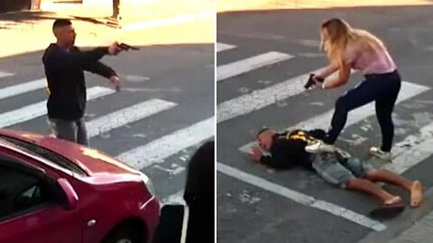 Off Duty Woman take down a robber who was trying to rob the kids.