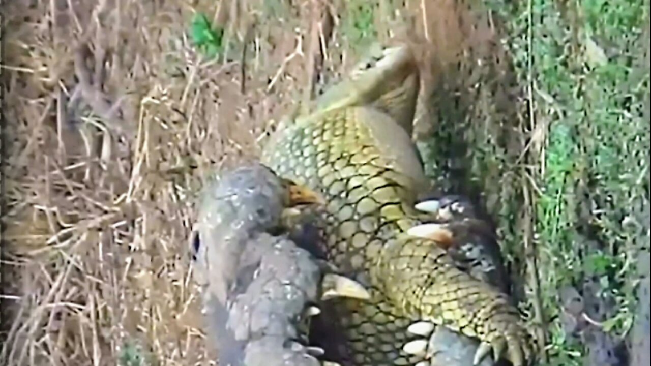 Crocodile vs Crocodile- Brutal fight for survival