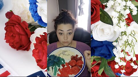 ASMR Red, White and Blue Theme Candy Eating
