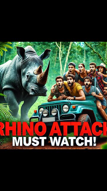 "Wild Rhino Encounter: Jeep Safari Turns Into a Thrilling Adventure! 😱"