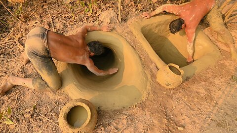 119 Day Dig Cave To Build Secret Underground And Water Slide To Secret Pools