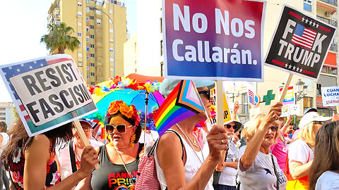 F 🇺🇸 ck Trump – LGBTQ+ against US policy and the president 🌈 Spain Pride