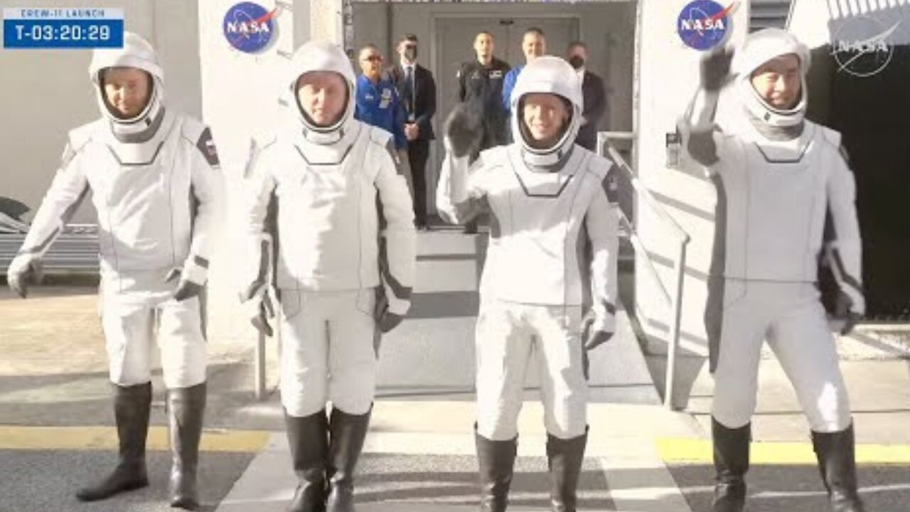 Take 2! NASA's SpaceX Crew-11 walks out for pre-launch Tesla ride to rocket