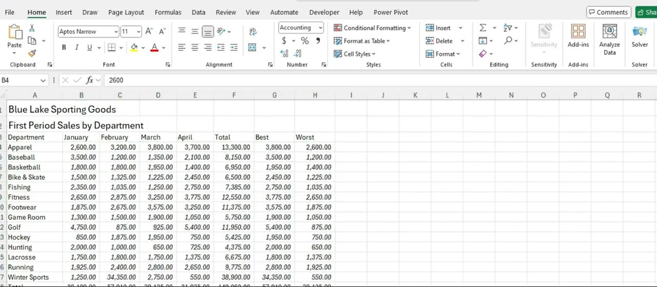 In Practice - Ch 1 Independent Project 1-4 | Excel 2021 | BlueLake | SIMnet Assignment