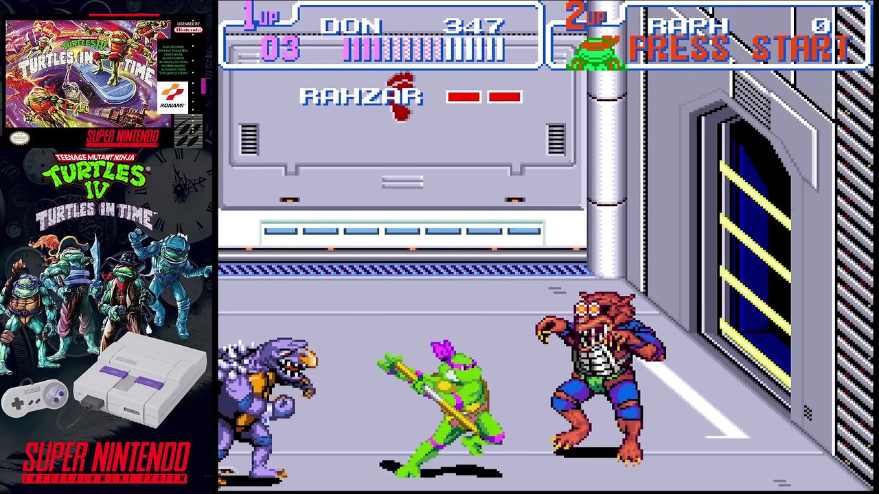 TMNT IV (Super Nintendo) - Level 4 boss 1: Tokka and Rahzar