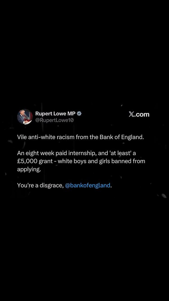 Bank of England wont employ white people