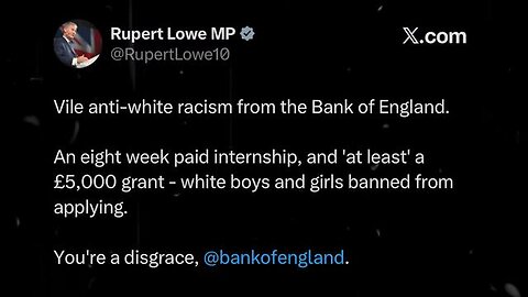 Bank of England won't employ white people