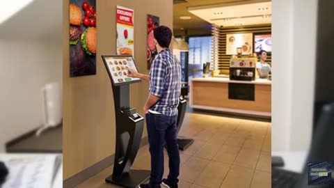 Sleek Floor Stand Kiosk for Monitors – CTA Sleek Floor Kiosk Stand with Printer