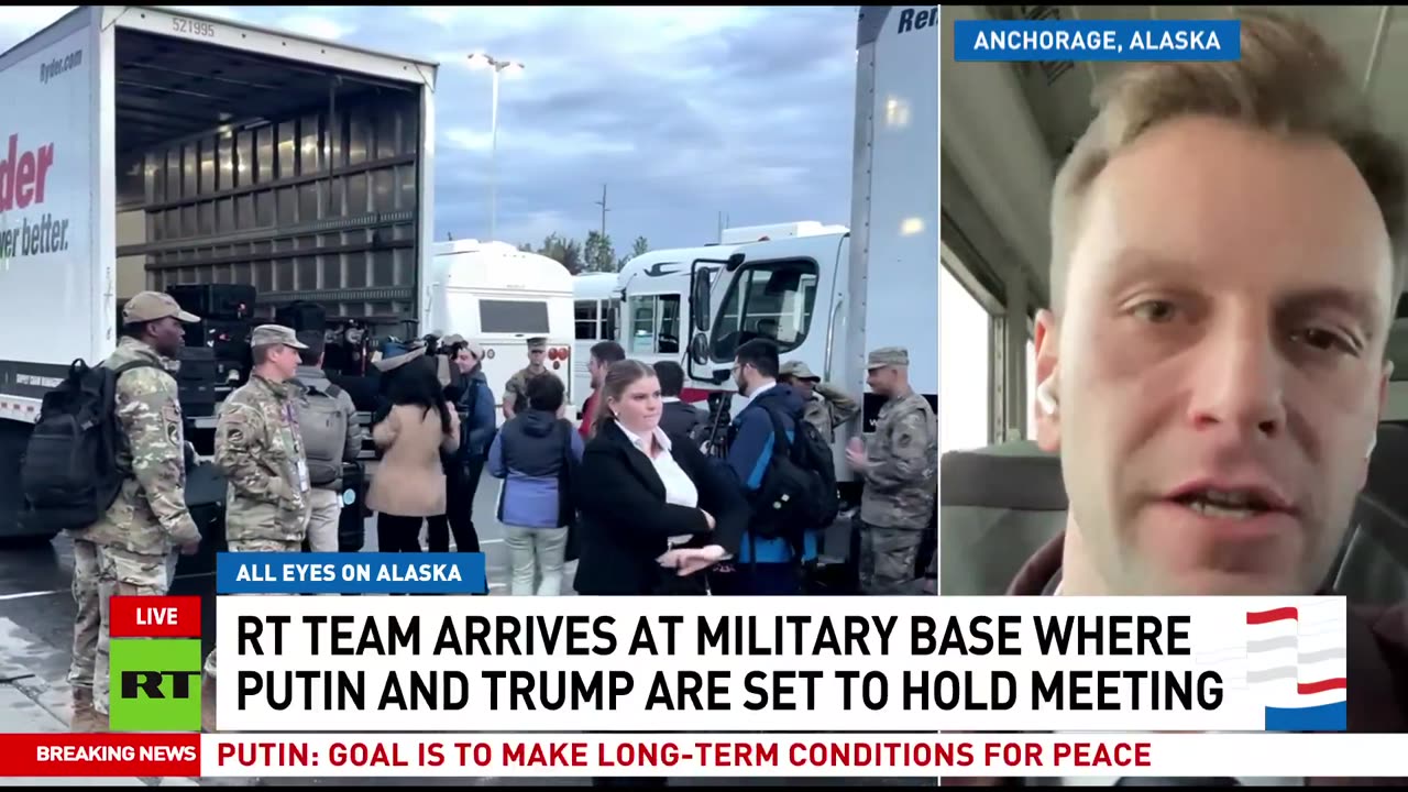 RT team arrives at base for Putin–Trump meeting