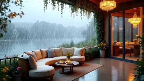 Cozy Ambience of Rain & Thunder Sounds on a refreshing afternoon at the lake house.🌧️