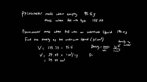 Pycnometer Calculation Problem - Find Density of an Unknown Liquid