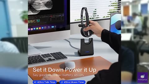 Bluetooth Headset, Wireless Headset with Microphone for PC, V5.2 Computer Headse