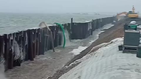 Waves Crashing Against a Seawall