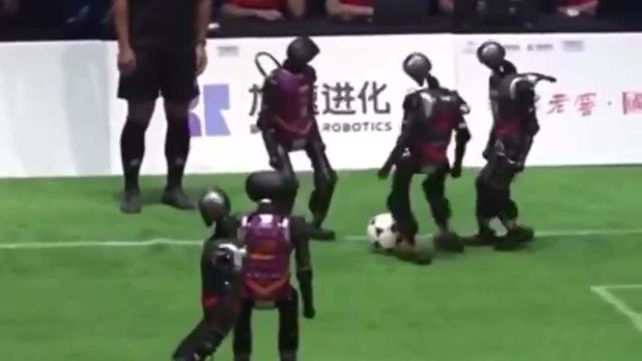 China debuts humanoid robot soccer league in Beijing.