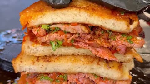 Smoked tritip sandwich with crispy cheese