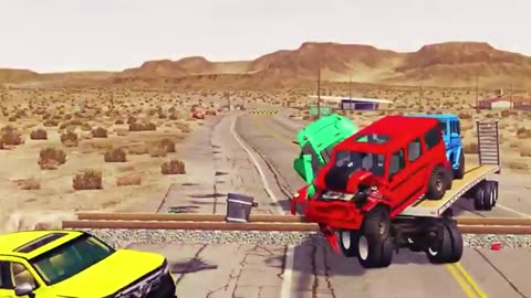 Flatbed Truck Mcqueen 15 Min _ Transportation with Truck - Pothole vs Car _513 - BeamNG.Drive