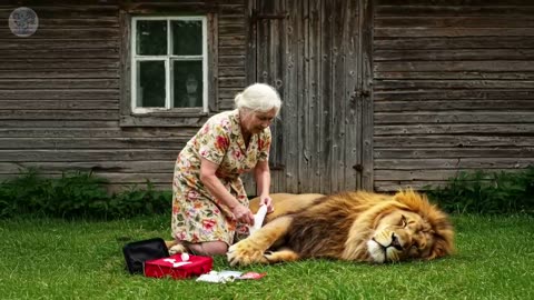 Old Woman Saves Injured Male Lion, What It Did When It Awakened Was Shocking