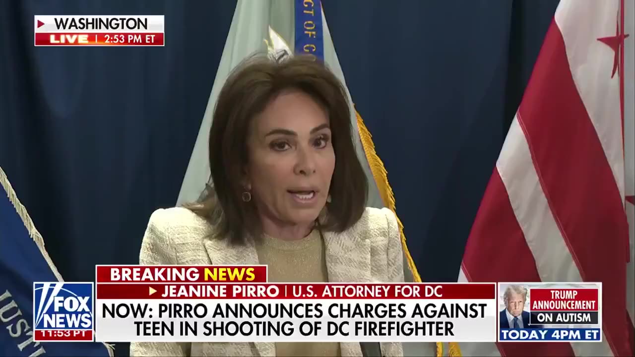 US Attorney for DC Jeanine Pirro after teen allegedly shot an off-duty firefighter: