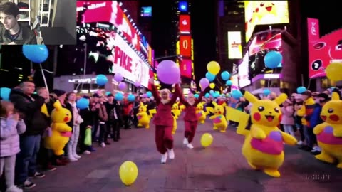 Multiple Pikachu The Pokemon In A Parade Around Times Square New York Fake Funny Parody Video