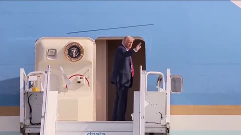 President Donald J. Trump boards Air Force One to return to Washington DC after a very successful NATO Summit in The Hague, Netherlands