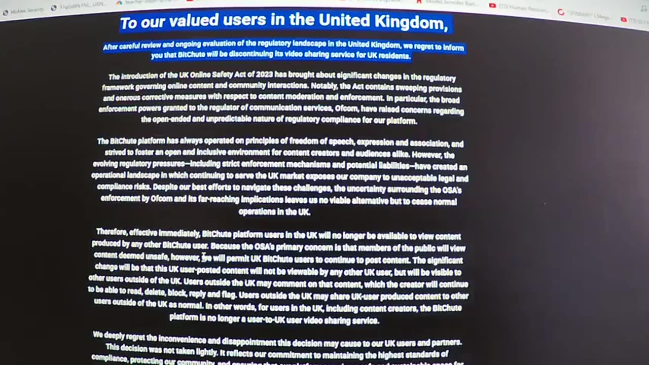 Bitchute Banned in the UK