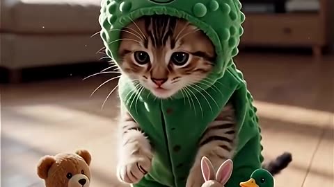 Frog Kitty’s Thanksgiving 🍂🐸🐱✨#cat #cute #cats #frog