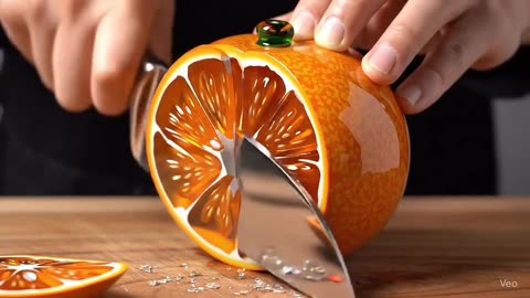 Cutting exotic glass fruit ASMR