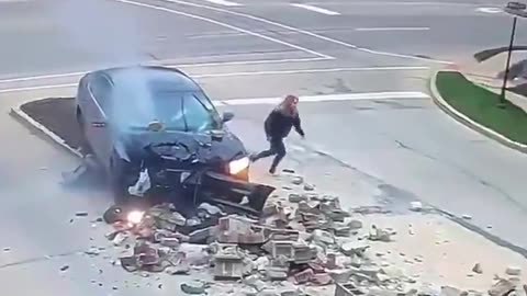 Teenage girl crashes car and immediately runs away.