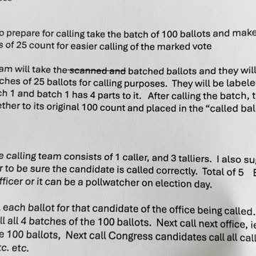 Chap65 Hand Count Instructions Video 5 Preparing batch for calling of the ballots, split batch into 4 small batches of 25 count