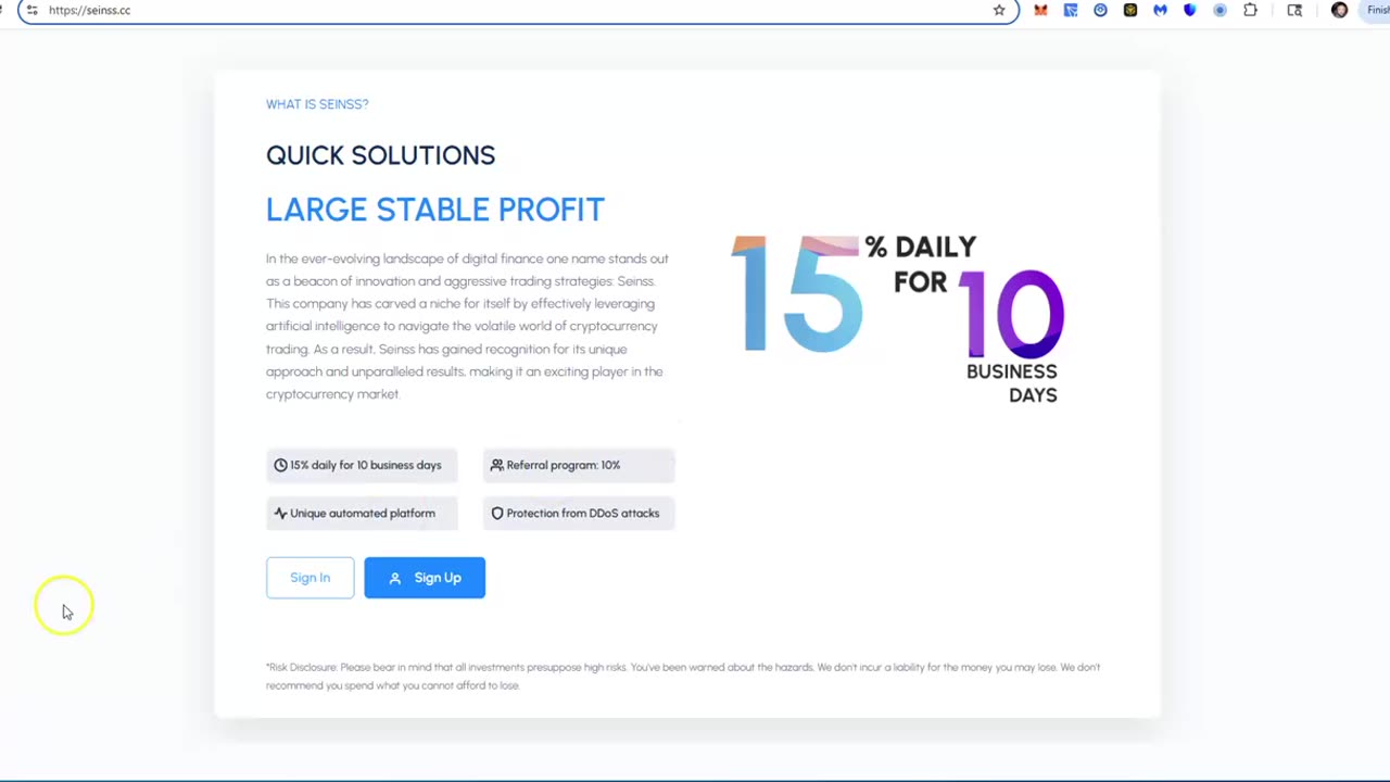 Seinss - Platform Update - LTC Only - Earn 15% Daily for 10 Business Days; End of CryptStakers
