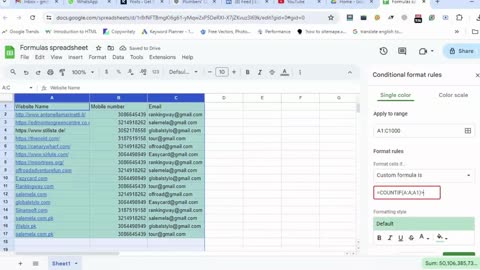 Google Sheets How to find Duplicate Data in Column or Row