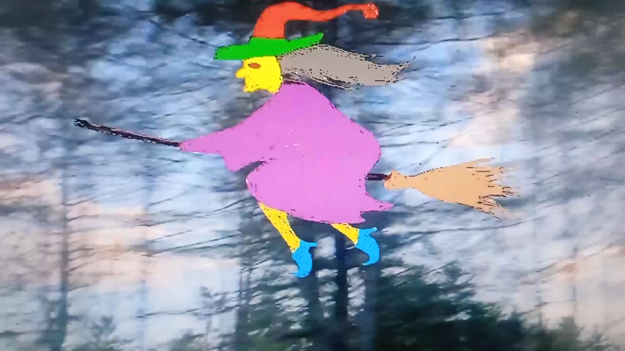 single witch flying in the sky