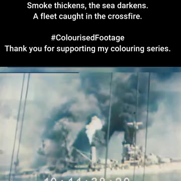 British Naval Guns Target Anchored Fleet #ColourisedHistory