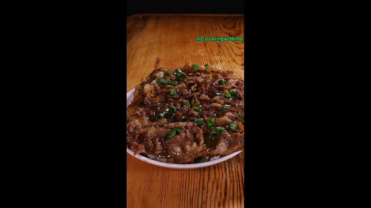 The beef with egg and rice is juicy and delicious