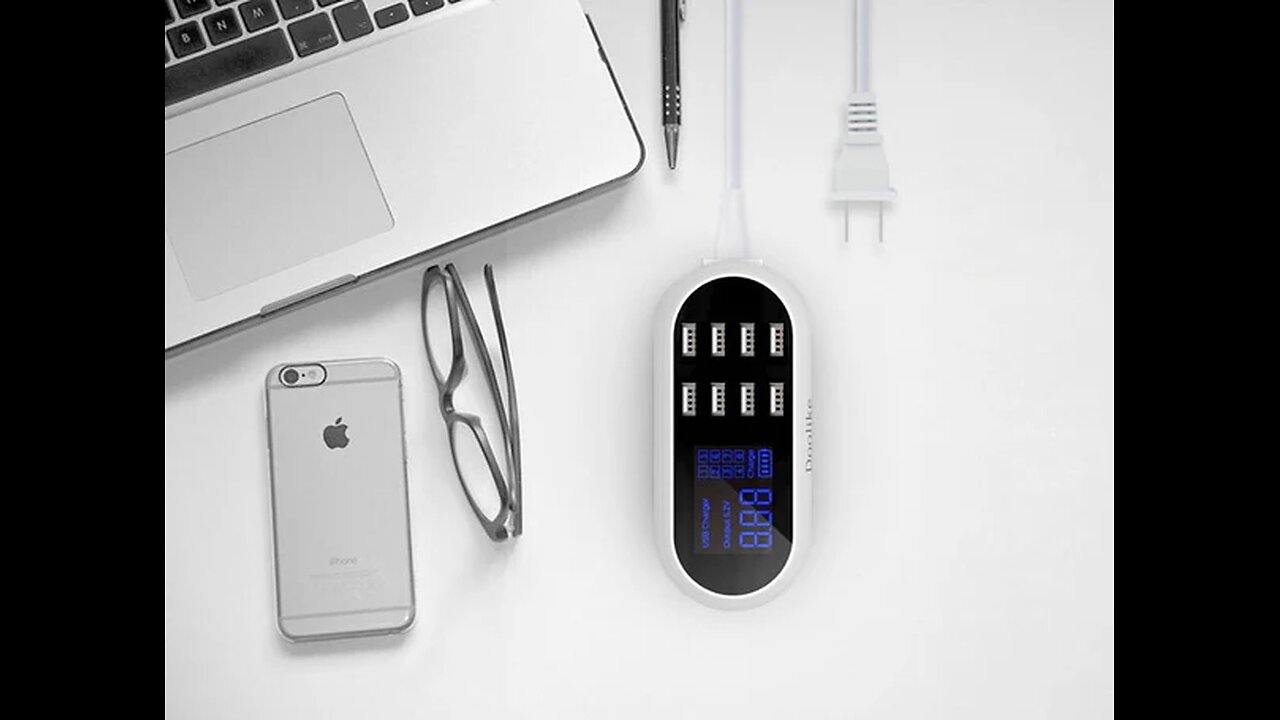 8-Port USB Charge Station with Digital Display - Charge Faster, Safer and Smarter
