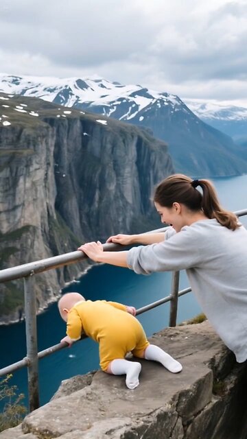 Baby fall from hill shocked