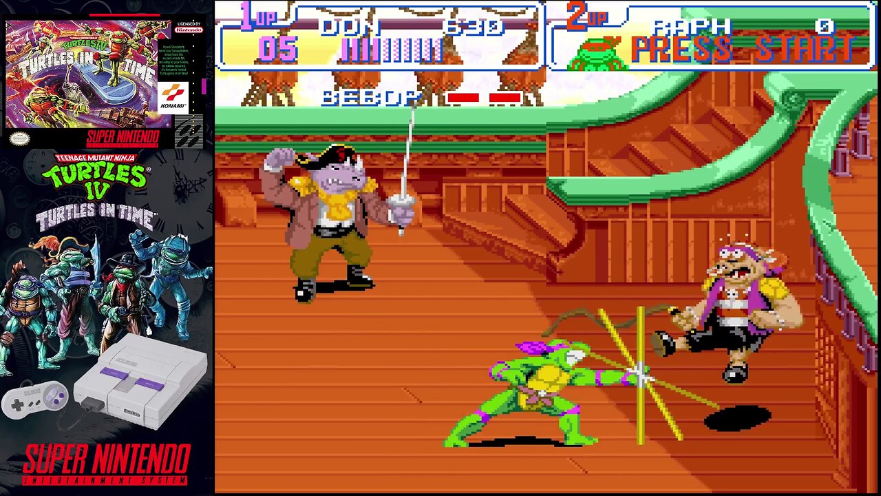 TMNT IV (Super Nintendo) - Level 6 boss: Bebop & Rocksteady