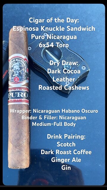Knuckle Sandwich Puro Nicaragua (Espinosa) 6x54 Toro #Short #Shorts #CigarOfTheDay #YTShorts #Review