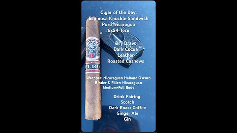Knuckle Sandwich Puro Nicaragua (Espinosa) 6x54 Toro #Short #Shorts #CigarOfTheDay #YTShorts #Review