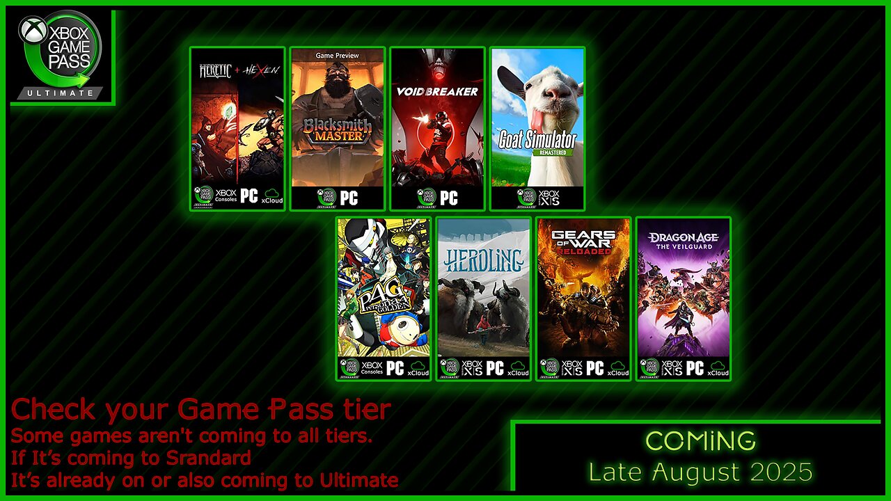 Coming to Xbox Game Pass Late August 2025