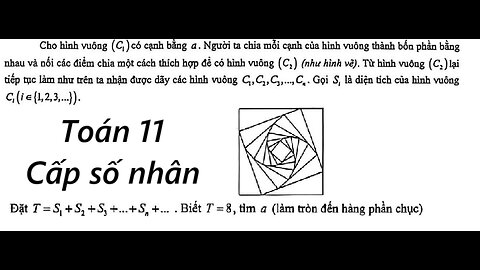 Toán 11: Cho hình vuông (C) có cạnh bằng a. Người ta chia mỗi cạnh của hình vuông thành bốn
