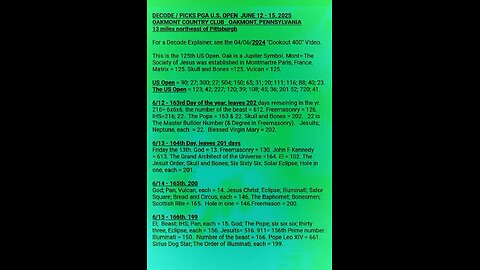 DECODE / PICKS PGA US OPEN. See Description.